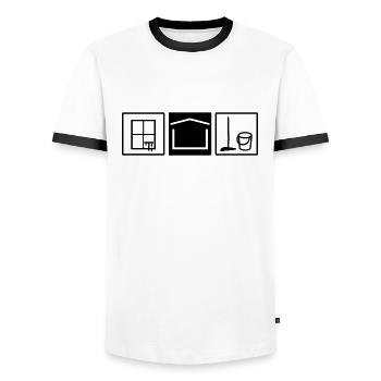 Gebäudereinigung am Haus - Männer Kontrast-T-Shirt - Weiß/Schwarz - Vorne - AI Model Female 172 light (172cm) & AI Model Male 178 dark (178cm)