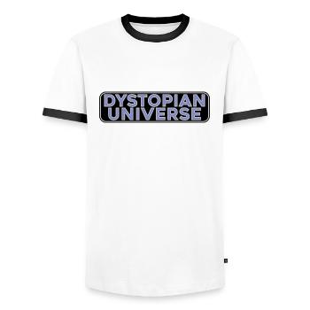 Dystopian Universe Skateboard Car Dark Edition - Men's Ringer Shirt - white/black - Front - AI Model Female 172 light (172cm) & AI Model Male 178 dark (178cm)
