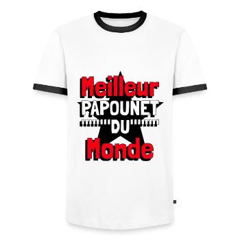 Meilleur papounet du monde - T-shirt contrasté Homme - blanc/noir - Devant - AI Model Female 172 light (172cm) & AI Model Male 178 dark (178cm)