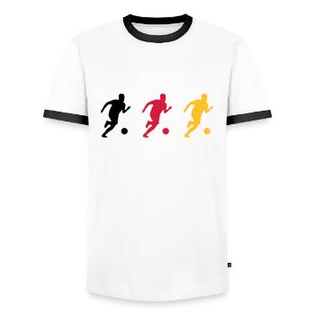 Fußball Fußballer Fußballspiel Deutschlandfahne - Männer Kontrast-T-Shirt - Weiß/Schwarz - Vorne - AI Model Female 172 light (172cm) & AI Model Male 178 dark (178cm)