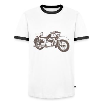 MZ ES 250 Doppelport - Männer Kontrast-T-Shirt - Weiß/Schwarz - Vorne - AI Model Female 172 light (172cm) & AI Model Male 178 dark (178cm)