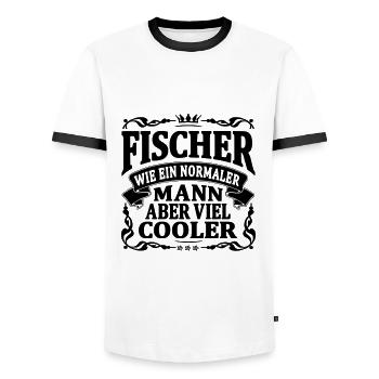 fischer aber viel cooler - Männer Kontrast-T-Shirt - Weiß/Schwarz - Vorne - AI Model Female 172 light (172cm) & AI Model Male 178 dark (178cm)