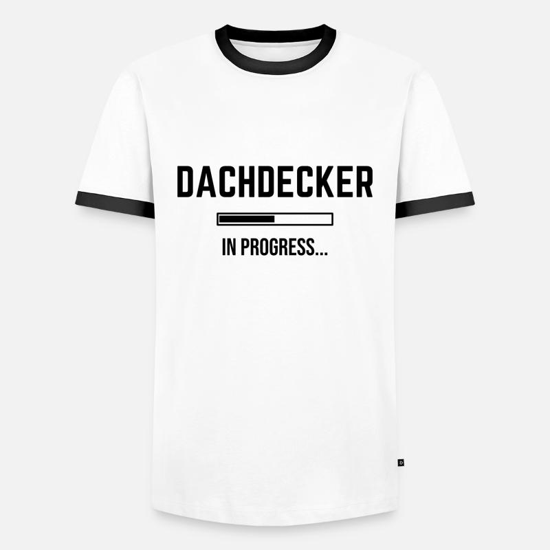 Dachdecker In Progress - Männer Kontrast-T-Shirt - Weiß/Schwarz