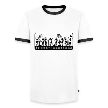 religions humaines - T-shirt contrasté Homme - blanc/noir - Devant - AI Model Female 172 light (172cm) & AI Model Male 178 dark (178cm)