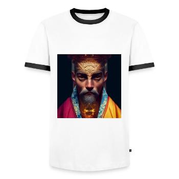 The Hierophant - Men's Ringer Shirt - white/black - Front - AI Model Female 172 light (172cm) & AI Model Male 178 dark (178cm)