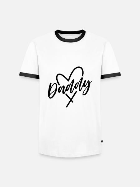 Papa Herz - Männer Kontrast-T-Shirt - Weiß/Schwarz