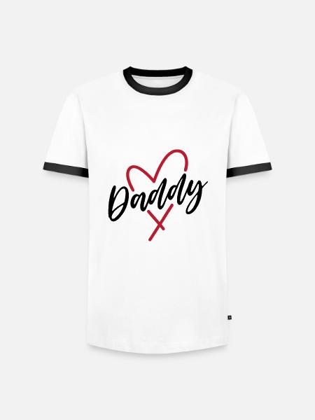 Papa Herz - Männer Kontrast-T-Shirt - Weiß/Schwarz