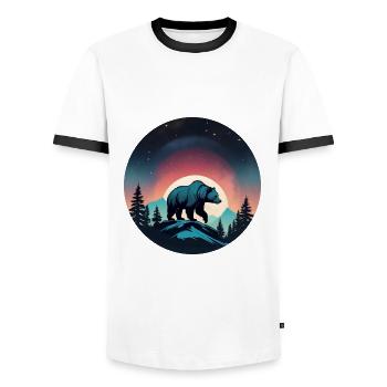 Grizzly Bear Kodiak Bear Silhouette d’ours brun - T-shirt contrasté Homme - blanc/noir - Devant - AI Model Female 172 light (172cm) & AI Model Male 178 dark (178cm)