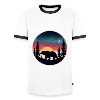 Grizzly Bear Kodiak Bear Silhouette d’ours brun - T-shirt contrasté Homme - blanc/noir - Devant - AI Model Female 172 light (172cm) & AI Model Male 178 dark (178cm)