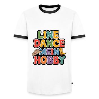 Line Dance mein Hobby - Männer Kontrast-T-Shirt - Weiß/Schwarz - Vorne - AI Model Female 172 light (172cm) & AI Model Male 178 dark (178cm)