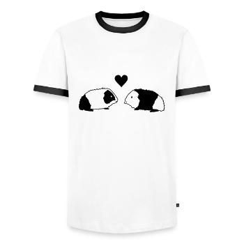 Meerschwein Love - Männer Kontrast-T-Shirt - Weiß/Schwarz - Vorne - AI Model Female 172 light (172cm) & AI Model Male 178 dark (178cm)
