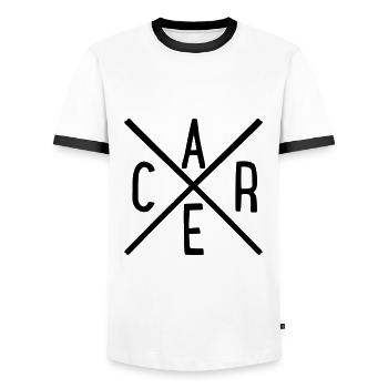 care - Männer Kontrast-T-Shirt - Weiß/Schwarz - Vorne - AI Model Female 172 light (172cm) & AI Model Male 178 dark (178cm)