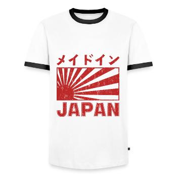 Japan Flag Ancient Samurai - Men's Ringer Shirt - white/black - Front - AI Model Female 172 light (172cm) & AI Model Male 178 dark (178cm)