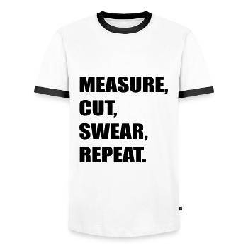 mesure coupe jurer - T-shirt contrasté Homme - blanc/noir - Devant - AI Model Female 172 light (172cm) & AI Model Male 178 dark (178cm)