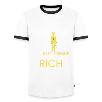 beste Freunde müssen reich sein - Männer Kontrast-T-Shirt - Weiß/Schwarz - Vorne - AI Model Female 172 light (172cm) & AI Model Male 178 dark (178cm)