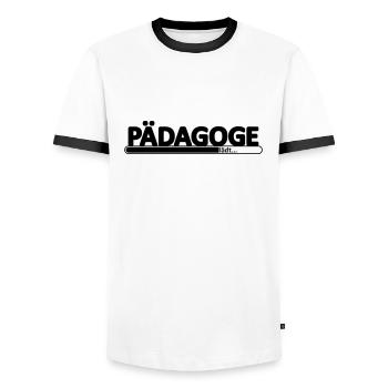 Pädagoge // Pädagogin //Erziehungswissenschaftler - Männer Kontrast-T-Shirt - Weiß/Schwarz - Vorne - AI Model Female 172 light (172cm) & AI Model Male 178 dark (178cm)