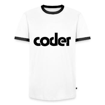 Coder - Men's Ringer Shirt - white/black - Front - AI Model Female 172 light (172cm) & AI Model Male 178 dark (178cm)