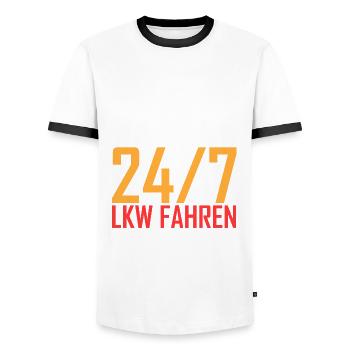 24/7 LKW fahren - Männer Kontrast-T-Shirt - Weiß/Schwarz - Vorne - AI Model Female 172 light (172cm) & AI Model Male 178 dark (178cm)