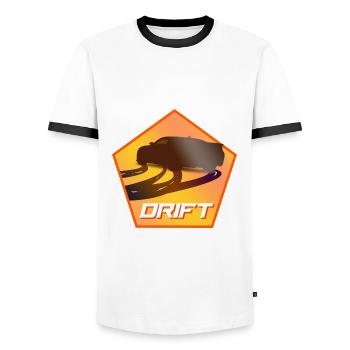 Drifting Car - Men's Ringer Shirt - white/black - Front - AI Model Female 172 light (172cm) & AI Model Male 178 dark (178cm)