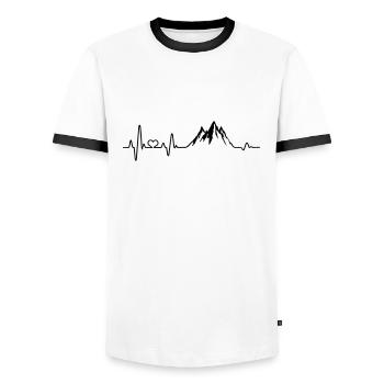 Herzschlag Berg Berge liebe Wandern Bergsteiger - Männer Kontrast-T-Shirt - Weiß/Schwarz - Vorne - AI Model Female 172 light (172cm) & AI Model Male 178 dark (178cm)