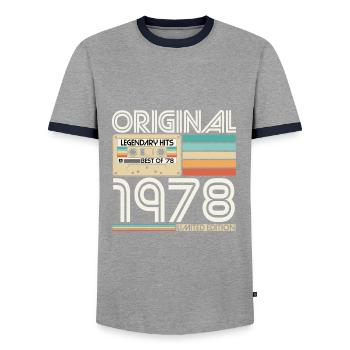 1978 vintage rétro vintage cadeau d’anniversaire - T-shirt contrasté Homme - gris/marine  - Devant - AI Model Female 172 light (172cm) & AI Model Male 178 light (178cm)