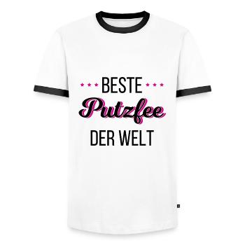Beste Putzfee Der Welt - Reinigungskraft - Männer Kontrast-T-Shirt - Weiß/Schwarz - Vorne - AI Model Female 172 light (172cm) & AI Model Male 178 dark (178cm)