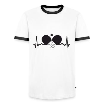 Herzschlag Tischtennisschläger EKG Ping Pong - Männer Kontrast-T-Shirt - Weiß/Schwarz - Vorne - AI Model Female 172 light (172cm) & AI Model Male 178 dark (178cm)
