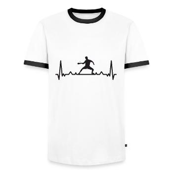 Heartbeat Tennis de table ECG Ping Pong - T-shirt contrasté Homme - blanc/noir - Devant - AI Model Female 172 light (172cm) & AI Model Male 178 dark (178cm)