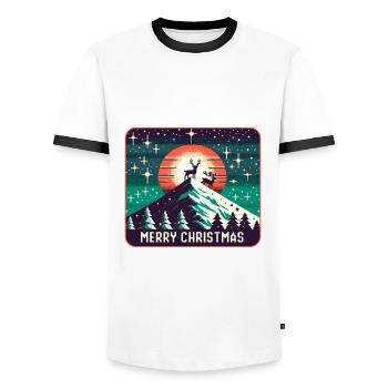 Frohe Weihnachten Rentiere auf der Bergspitze - Männer Kontrast-T-Shirt - Weiß/Schwarz - Vorne - AI Model Female 172 light (172cm) & AI Model Male 178 dark (178cm)