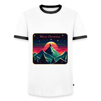 Weihnachtsmann auf dem Berg mit Sternenhimmel - Männer Kontrast-T-Shirt - Weiß/Schwarz - Vorne - AI Model Female 172 light (172cm) & AI Model Male 178 dark (178cm)