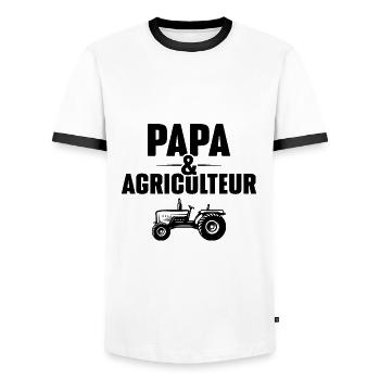 Papa et Agriculteur - Cadeau papa agriculteur - T-shirt contrasté Homme - blanc/noir - Devant - AI Model Female 172 light (172cm) & AI Model Male 178 dark (178cm)