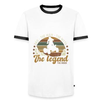 quad dad man myth legend gift man quad motorcycle - Men's Ringer Shirt - white/black - Front - AI Model Female 172 light (172cm) & AI Model Male 178 dark (178cm)