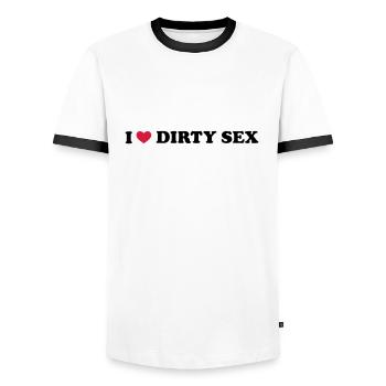 I Love Dirty Sex - Men's Ringer Shirt - white/black - Front - AI Model Female 172 light (172cm) & AI Model Male 178 dark (178cm)