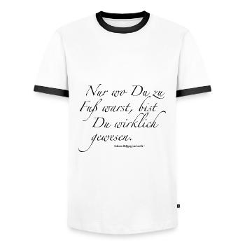 Göthe zu Fuß - Männer Kontrast-T-Shirt - Weiß/Schwarz - Vorne - AI Model Female 172 light (172cm) & AI Model Male 178 dark (178cm)