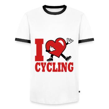 I love cycling cycle bike, bike - Men's Ringer Shirt - white/black - Front - AI Model Female 172 light (172cm) & AI Model Male 178 dark (178cm)