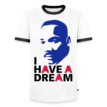 MARTIN LUTHER KING - T-shirt contrasté Homme - blanc/noir - Devant - AI Model Female 172 light (172cm) & AI Model Male 178 dark (178cm)