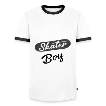 Skater Boy - Men's Ringer Shirt - white/black - Front - AI Model Female 172 light (172cm) & AI Model Male 178 dark (178cm)