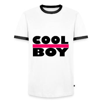 Cool - Cool Boy - Cool Boy - Men's Ringer Shirt - white/black - Front - AI Model Female 172 light (172cm) & AI Model Male 178 dark (178cm)