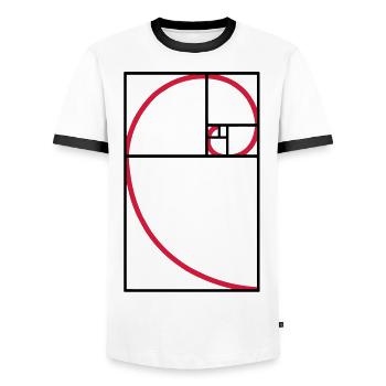 Fibonacci Kurve goldener Schnitt Art - Männer Kontrast-T-Shirt - Weiß/Schwarz - Vorne - AI Model Female 172 light (172cm) & AI Model Male 178 dark (178cm)