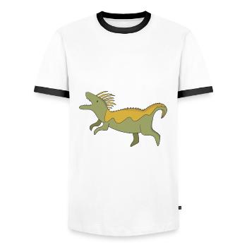 Dinosaures - T-shirt contrasté Homme - blanc/noir - Devant - AI Model Female 172 light (172cm) & AI Model Male 178 dark (178cm)