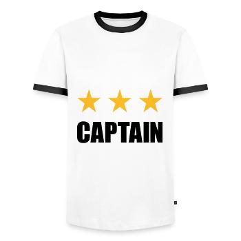 Capitaine (trois étoiles) - T-shirt contrasté Homme - blanc/noir - Devant - AI Model Female 172 light (172cm) & AI Model Male 178 dark (178cm)