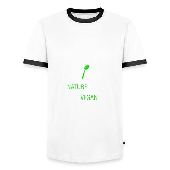 Die Natur liebt mich - ich bin Veganer - Männer Kontrast-T-Shirt - Weiß/Schwarz - Vorne - AI Model Female 172 light (172cm) & AI Model Male 178 dark (178cm)