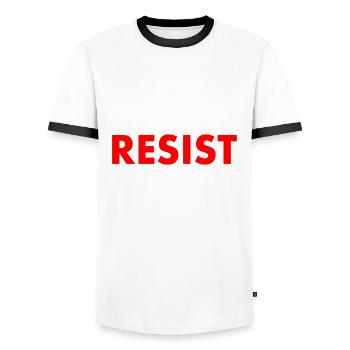 Resist - Men's Ringer Shirt - white/black - Front - AI Model Female 172 light (172cm) & AI Model Male 178 dark (178cm)