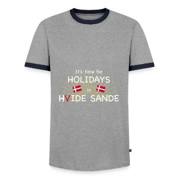 Hvide Sande Holidays - T-shirt contrasté Homme - gris/marine  - Devant - AI Model Female 172 light (172cm) & AI Model Male 178 light (178cm)