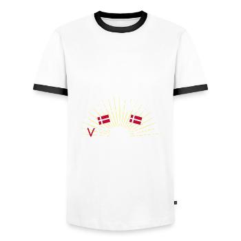 Hvide Sande Holidays - Männer Kontrast-T-Shirt - Weiß/Schwarz - Vorne - AI Model Female 172 light (172cm) & AI Model Male 178 dark (178cm)