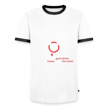 Knie auf der Straße! - Männer Kontrast-T-Shirt - Weiß/Schwarz - Vorne - AI Model Female 172 light (172cm) & AI Model Male 178 dark (178cm)