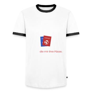 Wenn ich zur Grenze gehe - Männer Kontrast-T-Shirt - Weiß/Schwarz - Vorne - AI Model Female 172 light (172cm) & AI Model Male 178 dark (178cm)