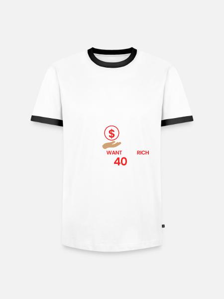 Reich mit 40! - Männer Kontrast-T-Shirt - Weiß/Schwarz