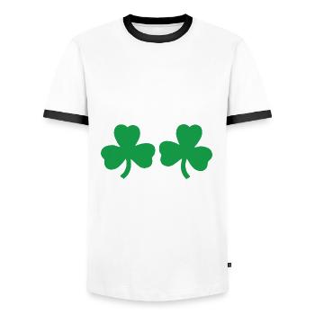 St. Patrick's Day Irland Geschenkidee Kleeblatt - Männer Kontrast-T-Shirt - Weiß/Schwarz - Vorne - AI Model Female 172 light (172cm) & AI Model Male 178 dark (178cm)