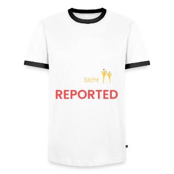 Support - wird immer reportet - Männer Kontrast-T-Shirt - Weiß/Schwarz - Vorne - AI Model Female 172 light (172cm) & AI Model Male 178 dark (178cm)